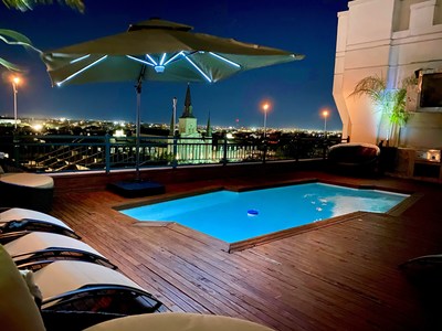The Jax Brewery Penthouse has incredible views of the French Quarter.