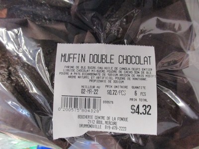 MUFFIN DOUBLE CHOCOLAT (Groupe CNW/Ministre de l'Agriculture, des Pcheries et de l'Alimentation)