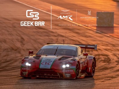 The Aston Martin Vantage's livery featured the GEEK BAR logo for the two four-hour races in Abu Dhabi