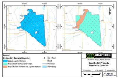 Figure. Mineral resource aquifer domains used in the resource modelling and estimation process. (CNW Group/Highwood Asset Management Ltd.)