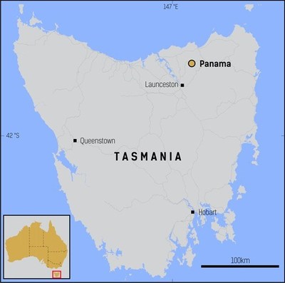 Figure 1: Location of the Panama project in the mining-friendly jurisdiction of Tasmania (CNW Group/TinOne Resources Corp.)