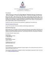Africa Energy to Present at SpareBank 1 Markets Energy Conference (CNW Group/Africa Energy Corp.)