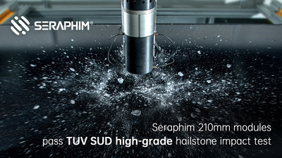 Seraphim 210mm modules pass TUV SUD high-grade hailstone impact test