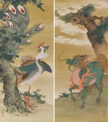 Mochizuki Gyokusen, Kylin and Phoenix, 1907Kyoto City Museum of Art