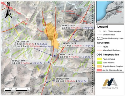 Figure 1 Surface Plan with DDH Completed in 2021 on Imiter bis (CNW Group/Aya Gold & Silver Inc)