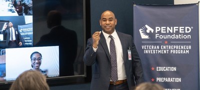 Reamonn Soto, founder of Sensatek Propulsion Technologies, participates in the PenFed Foundation Black History Month Ignition Challenge Pitch Competition.