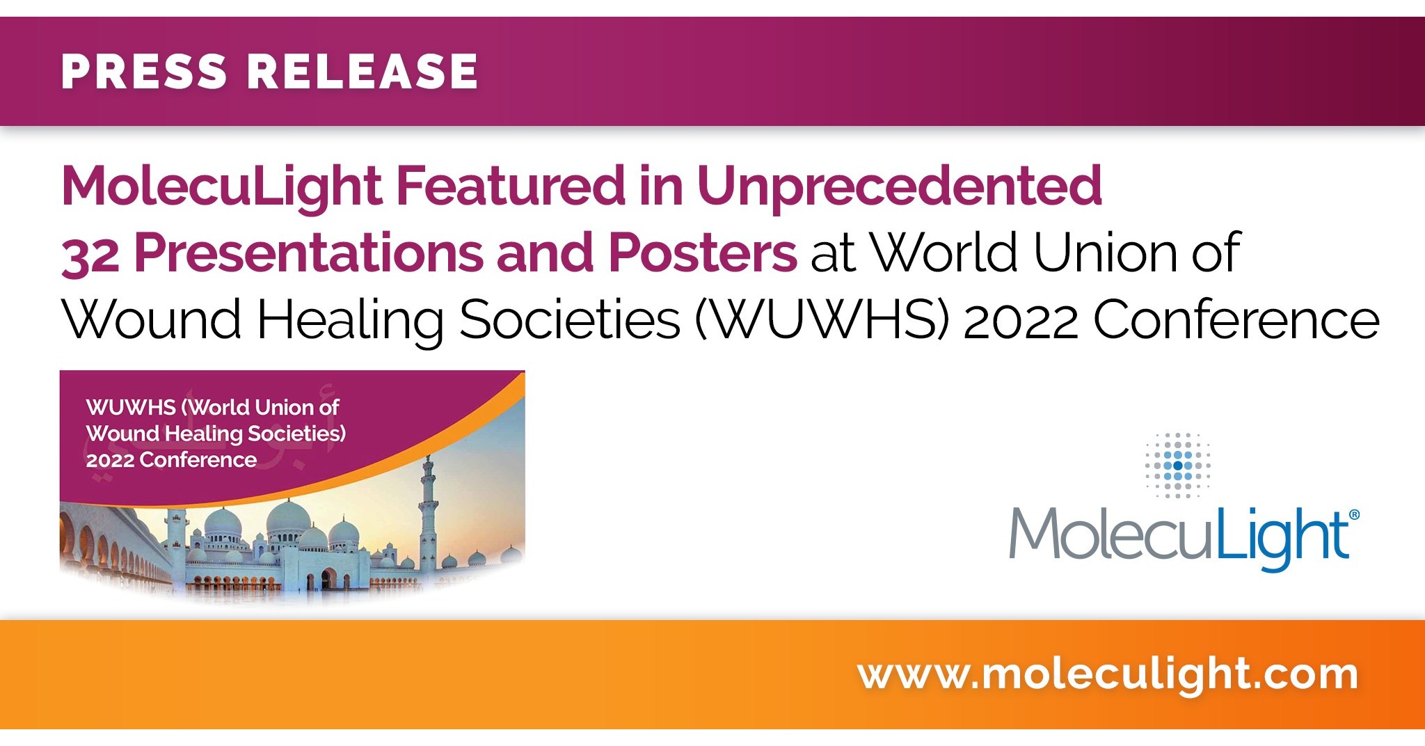 MolecuLight Featured in Unprecedented 32 Presentations and Posters at World Union of Wound Healing Societies (WUWHS) 2022 Conference