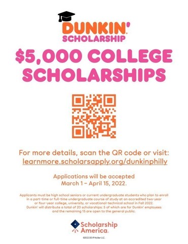 Dunkin' of Greater Philadelphia to Award $100,000 in Scholarships to Regional High School and College Students - Vimarsana News