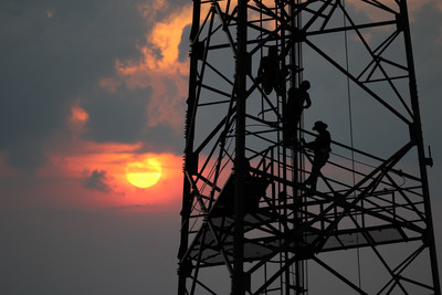Cell tower at sunset.