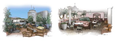 [L - R: rooftop lounge and The Pool Room at The Aster]