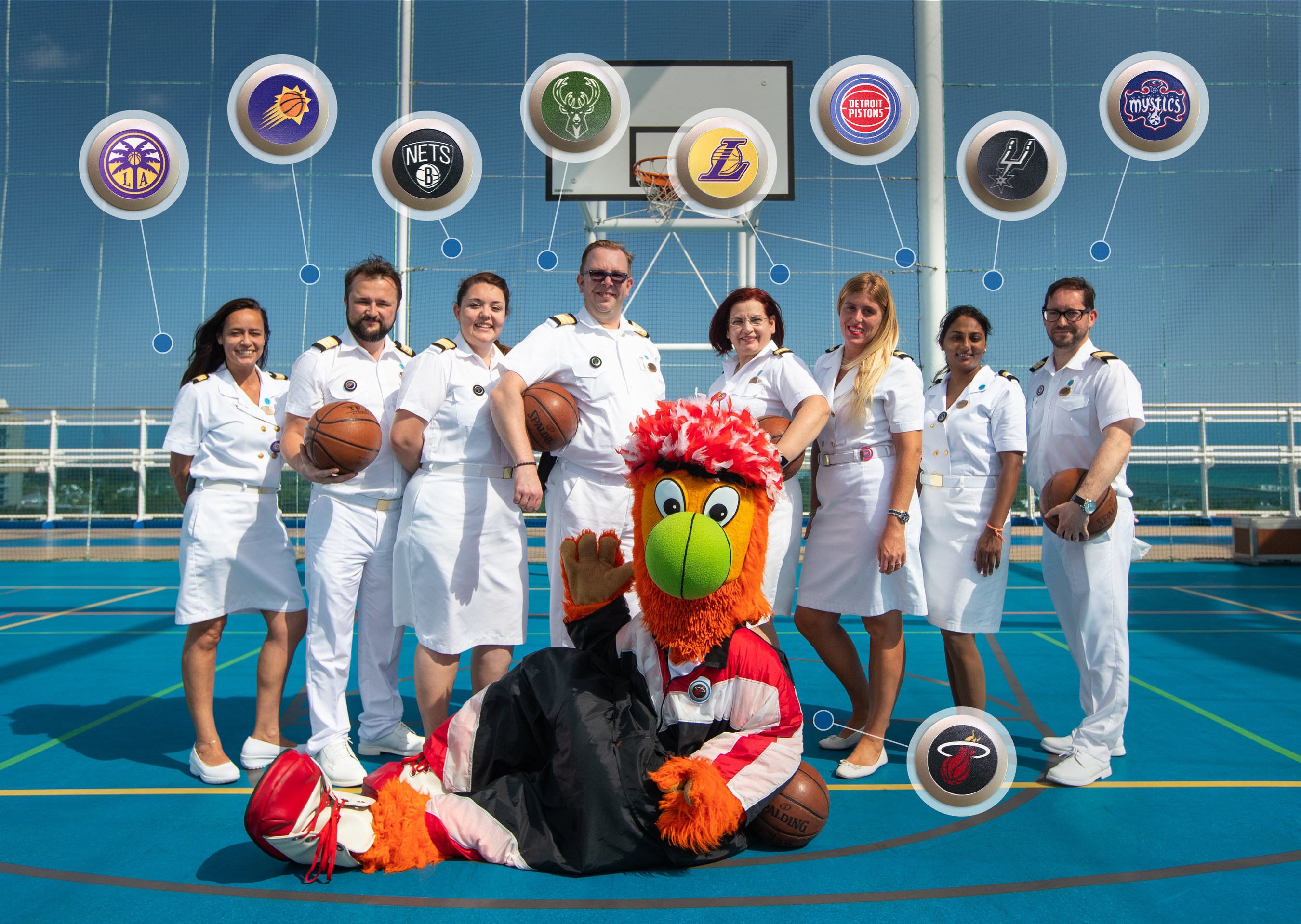Princess Cruises Agreement with NBA Properties Lets Guests Customize Medallions with Their Favorite NBA and WNBA Teams - Miami Heat Mascot Burnie Visits Enchanted Princess in Ft. Lauderdale  (March 2022)