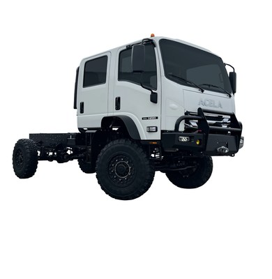 Acela Truck Company introduces the Acela STRAYA the first 4x4 high mobility Class 5 cab-over truck chassis in North America