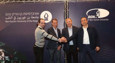 From left to right: Dr. Rami Puzis, Ben-Gurion University; Josh Peleg, CEO of BGN Technologies; Dr. Eitan Yudilevich, Executive Director of the BIRD Foundation and Zafrir Levy, Senior VP Exact Sciences & Engineering at BGN Technologies (Credit: Ronen Topelberg)