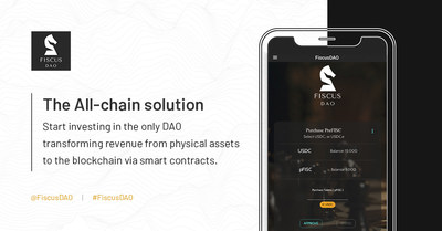 User Interface opening card with FiscusDao value proposition.