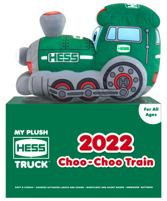 My Plush Hess Truck: 2022 Choo-Choo Train is now on sale exclusively at HessToyTruck.com for $34.99 with free standard shipping and Energizer® batteries included.