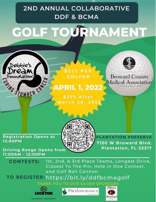 Event flyer for the 2nd Annual Collaborative DDF & BCMA Golf Tournament.