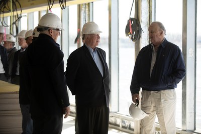 Viking Chairman Torstein Hagen (center), pictured with Gary Chouest, CEO of Edison Chouest Offshore (right) while touring the new Viking Mississippi during its float out ceremony at Edison Chouest Offshore’s LaShip shipyard in Houma, Louisiana. For more information, visit www.viking.com.