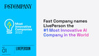 Fast Company names LivePerson the #1 Most Innovative AI Company in the World