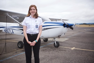 Pictured here is Captain Emma Bryson of Redmond, OR, who went on from instructing at Hillsboro Aero Academy to flying for Horizon Air as an E175 captain.