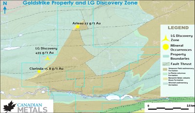 Figure 1. Goldstrike Property and LG Discovery Zone (CNW Group/Canadian Metals Inc.)