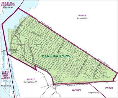 Carte de la circonscription de Marie-Victorin (Groupe CNW/lections Qubec)