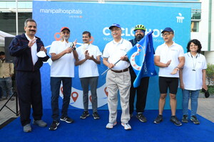 500 cyclists pedal to reign in world kidney day- A unique cyclothon in the shape of a kidney covering 10 Manipal Hospitals in the city