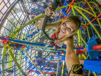 One of the most popular attractions at Fritz's Adventure, the 4-story ropes course offers 40 different paths of varying obstacles.