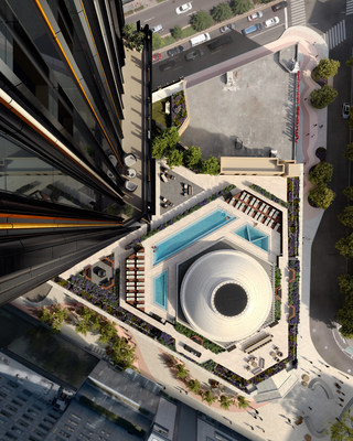 Aerial shot of the Dome Pool and Terrace at The Brooklyn. Photo credit to Gabriel Saunders.
