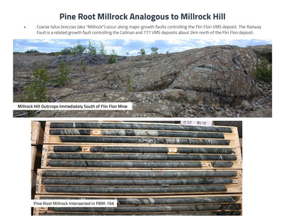 Pine Bay Pine Root Millrock Analogous to Millrock Hill (CNW Group/Callinex Mines Inc.)