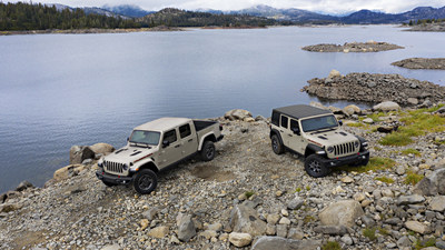 2022 Jeep® Gladiator and 2022 Jeep Wrangler in limited-run Gobi exterior paint color