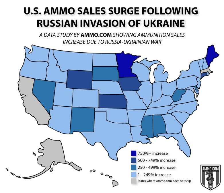 Ammo.com Reports Surge in Consumer Demand For Ammunition in Wake of Russian Invasion of Ukraine - Vimarsana News