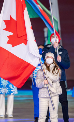 With Para alpine skier Mollie Jepsen carrying the Canadian flag at the Closing Ceremony on Sunday, the Beijing 2022 Paralympic Winter Games officially came to a close. PHOTO: Canadian Paralympic Committee (CNW Group/Canadian Paralympic Committee (Sponsorships))