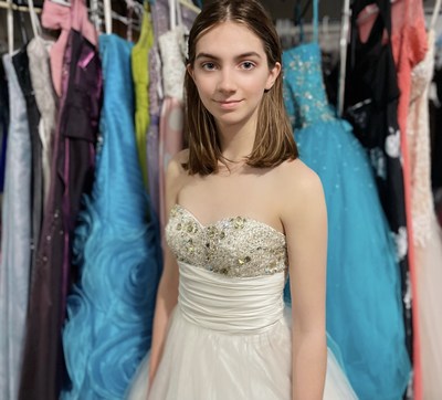 MIEmmaB in a brand new Alyce Paris ballgown that is one of over 200 dresses available to borrow from her closet