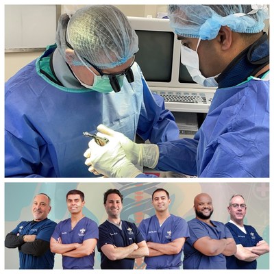 ABOVE: Dr. Suneil Jolly performs the Aurora ZIP lumbar fusion procedure. 
BELOW: Louisiana Pain Specialists Team