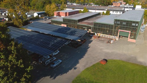 The 209 kW solar panel installation at Preferred Utilities Manufacturing generates 70 percent of their power usage, and can even provide electricity back to the town.