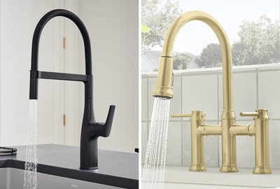 RIVANA Semi-pro Faucet in Matte Black and EMPRESSA Bridge Faucet in Satin Gold