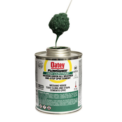 Oatey Co. today announced the release of FlowGuard™ High Contrast 1-Step Medium Green CPVC Cement, whose vivid color is designed to make it easier for professional installers to identify a properly solvent welded CPVC connection.