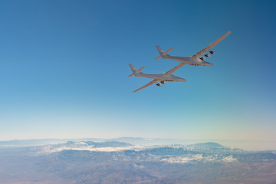 Stratolaunch's Roc carrier aircraft during its fourth flight test on Feb. 24, 2022.