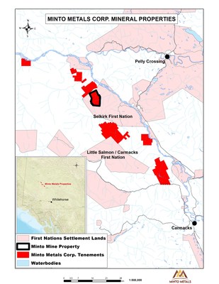 Figure 1.  Regional Map of Minto Metals Corp. Projects. (CNW Group/Minto Metals Corp.)