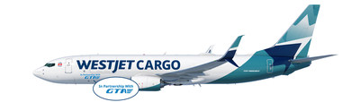 WestJet Cargo, avion cargo Boeing 737-800NG, en partenariat avec GTA Group. (Groupe CNW/WESTJET, an Alberta Partnership)