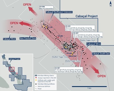 Figure 1: Drill Results Reported today. (CNW Group/Meridian Mining UK Societas)