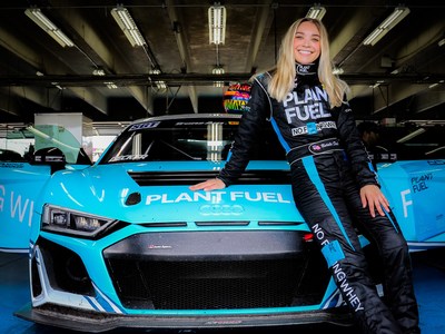 Vegan Race Car Driver Natalie Decker in the PlantFuel Audi R8 Wins Class
at the 2022 Trans Am Series on the Charlotte Roval