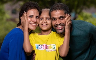 St. Jude patient Avyan and his parents