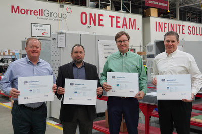 Recognizing Morrell Group's achieving status in the "Distribution "category as a "Certified Excellence Sales Partner" of Bosch Rexroth are (from left) Mark Garrett, President, Morrell Group; Luis Peñaflor, Distribution Channel Partner Management Bosch Rexroth; Mark Majewski, Executive Vice President Morrell Group; and Dave Hajciar, Vice President of Operations at Morrell Group.