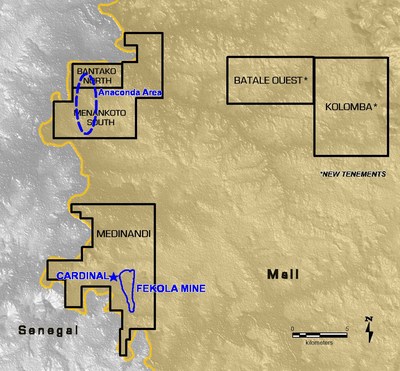 B2Gold's West Mali Tenements Map (CNW Group/B2Gold Corp.)