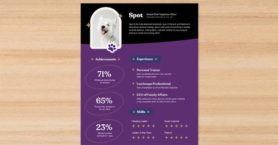 At CESARHireMyDog.com, pet parents can create resumes for their canine candidates to be shared with friends, colleagues and employers to get their dogs “hired.”
