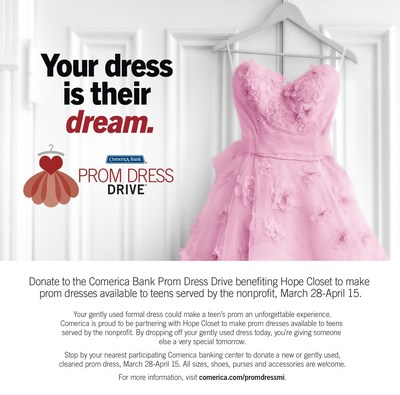 2022 Comerica Bank Prom Dress Drive benefiting Hope Closet