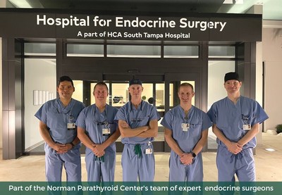 Norman Parathyroid Center's team of expert parathyroid surgeons pictured in front of the Hospital for Endocrine Surgery in Tampa, Florida.