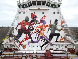 Majestic Mural Unveiled on CSL Welland during St-Lawrence Seaway Opening Ceremony Captures Spirit of Canada Games