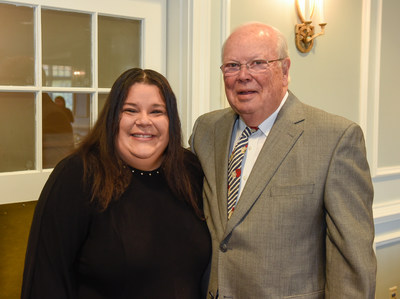 Davenport Fellow and Patrick Henry Community College graduate, Savanna Gwynn (left), with VFCCE chairman of the board, Ben Davenport (right)
